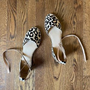 Leopard Calf Hair & Leather AnkleStrap Espadrilles